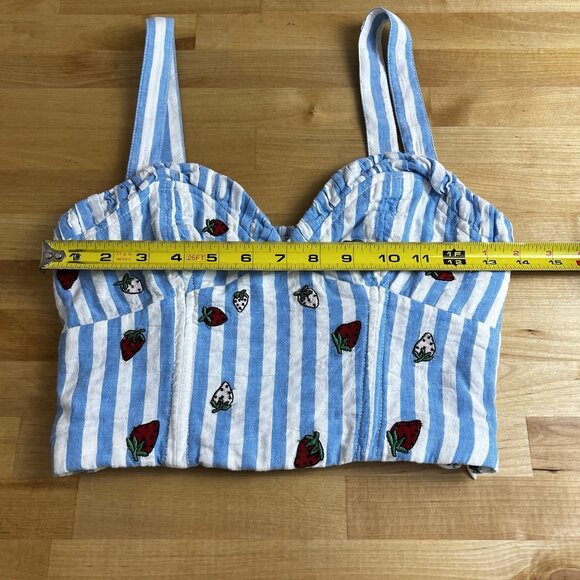 Maeve Anthropologie Striped Strawberry Bustier Sweetheart Cami Tank Top Size 0‎ - Picture 9 of 10